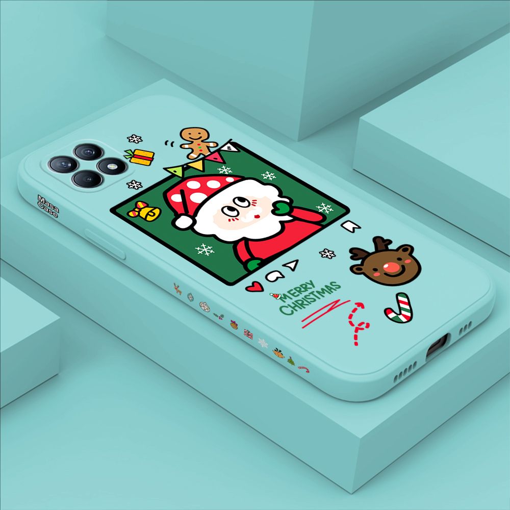 ZeroQiQi for OPPO Reno 4 SE 5G Case Santa Claus Christmas Gifts Side Printing Cases Soft Liquid Silicone Phone Cover