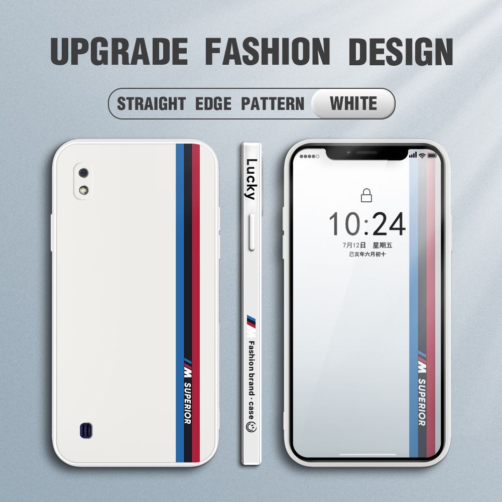 Jizetin for Samsung Galaxy A10 Back Cover Simple Graffiti Track Side Design Liquid Silicone Phone Case Soft Full Camera Protect Phone Cases
