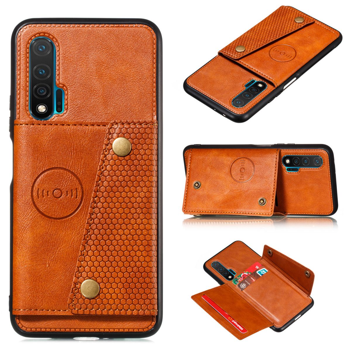 For Redmi 9C Leather Case Multiple Folio Flip Wallet Back Case Cover Shell, Can work with Magnetic Car Mount casing