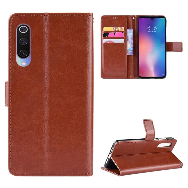 Holster Flip Stand Wallet Crazy Horse PU Leather Case For Xiaomi Mi 9 Lite Cover