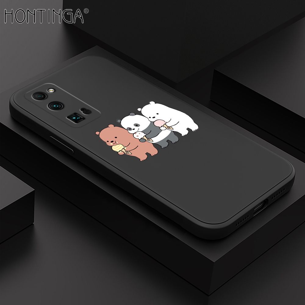 Hontinga for Honor 30 Pro Case Cute Cartoon Bear  Phone Case Soft Square Edge Silicone Cases Full Lens Cover Shockproof Protection Cover