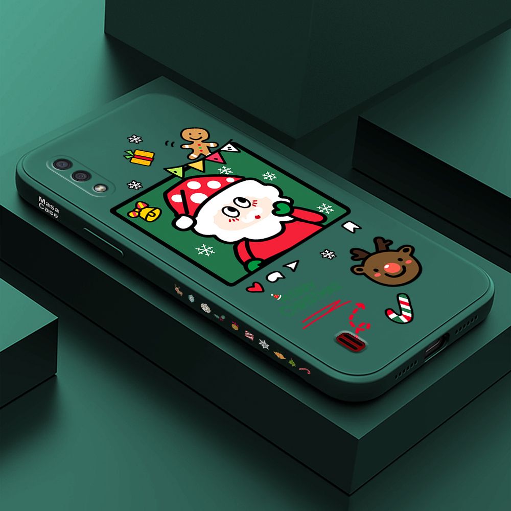 ZeroQiQi for Samsung A01 Case Santa Claus Christmas Gifts Side Printing Cases Soft Liquid Silicone Phone Cover
