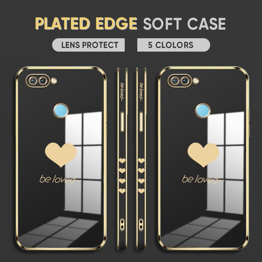 Luxury 6D Plating Case for Realme U1 Phone Cases Lover Heart Side Print Soft Silicone Square Back Cover