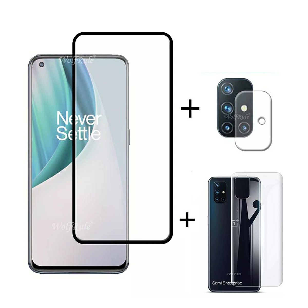 For OnePlus_Nord N10 5G - (3IN1) - Premium Quality Full Cover Glass HD Clear Rinbo Tempered Glass Screen Protector, Back Side Protector Film, Camera Lens Protector...