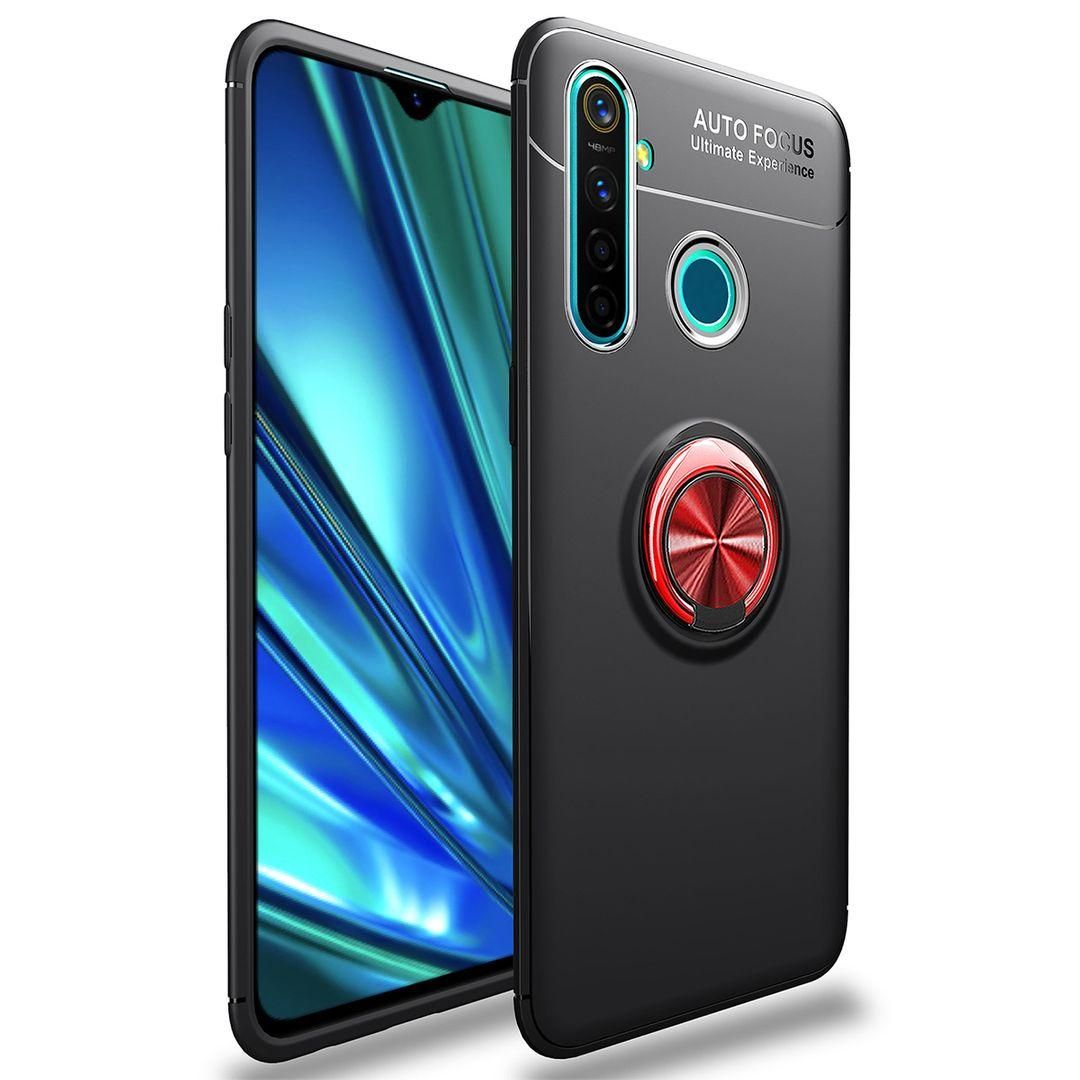 For OPPO Realme 5 Pro 360 Degree Rotating Ring Clip Holder Case (Compatible with Magnetic Car Mount) Resilient TPU Drop Protection Armor Protective Case Cover