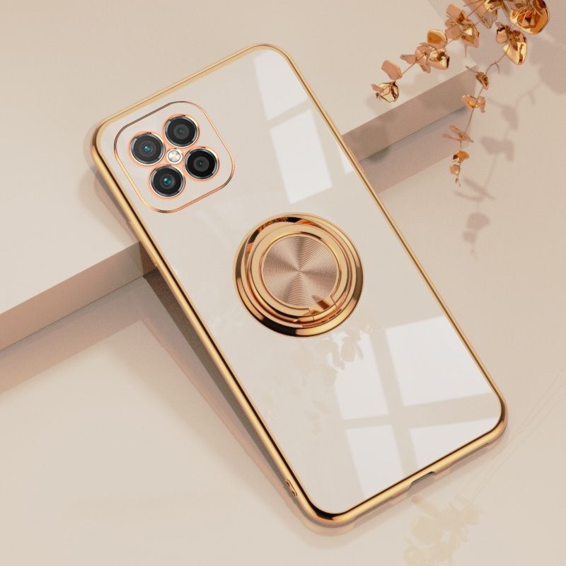 For Huawei Nova 8 Pro 5G Luxury Electroplating Soft TPU One-piece Shell with Ring is Compatible case
