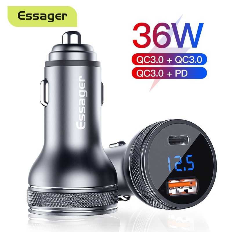 Essager Mini USB Car Charger Quick Charge 3.0 Fast Charging Charger Type C QC PD 3.0 Mobile Phone Charger