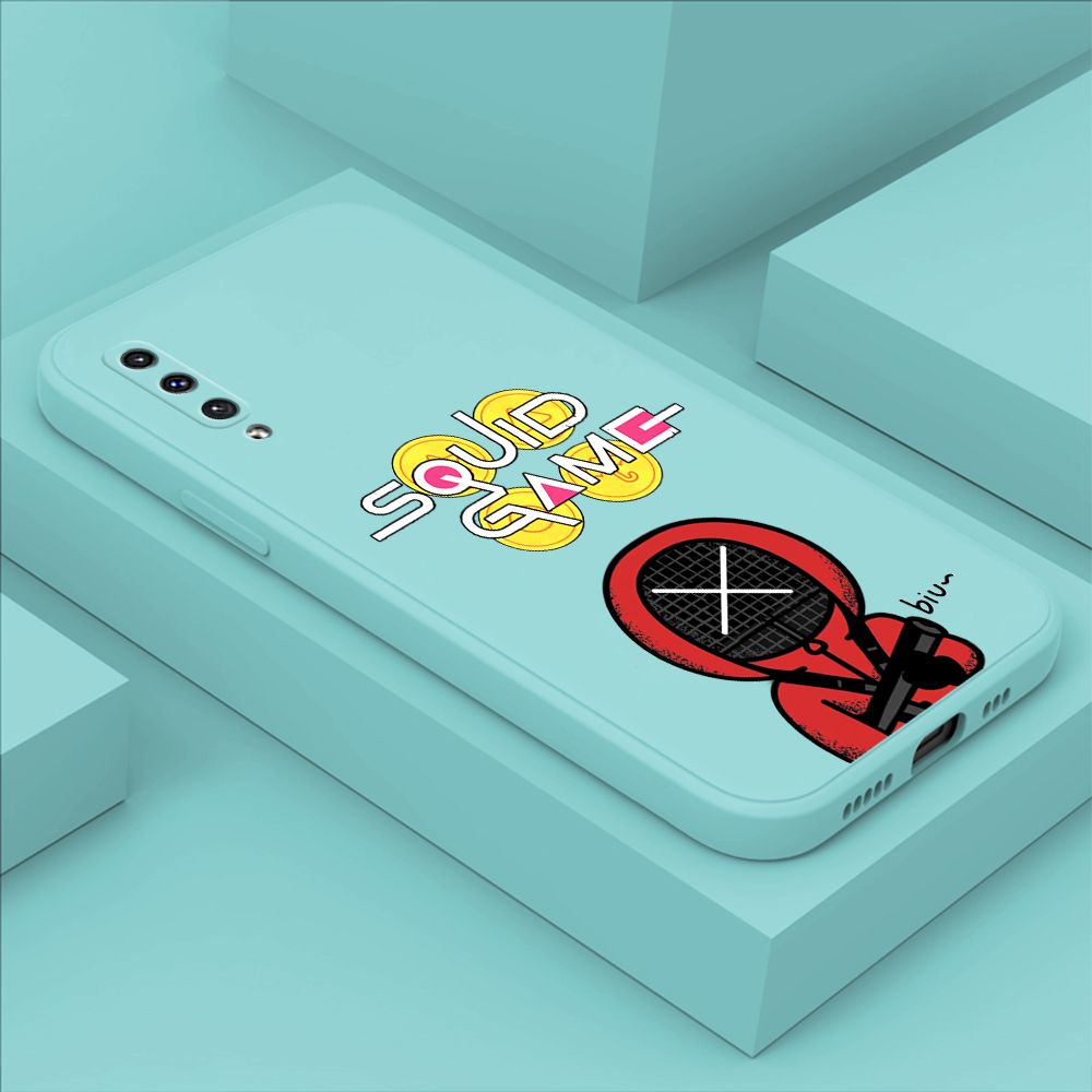ZeroQiQi for Samsung Galaxy A50S Case Fashion Cartoon Electric Baton Judge Role Phone CoverSquare Liquid Silicone Trend Phone Case