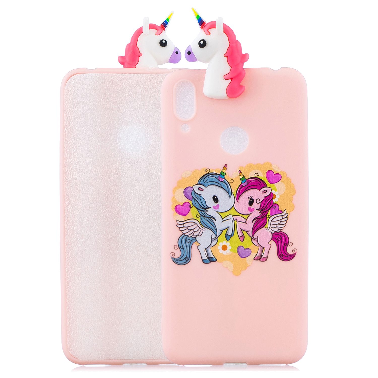 Yfashion For HUAWEI Y7 2019 3D Cute Coloured Painted l PU Anti-scratch Non-slip Protective Cover Back Case