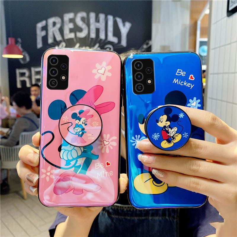 For Samsung Galaxy M32 5G Case Cute Mickey and Minnie Soft Silicone Bracket Holder Case For Samsung Galaxy M32 5G Back Cover