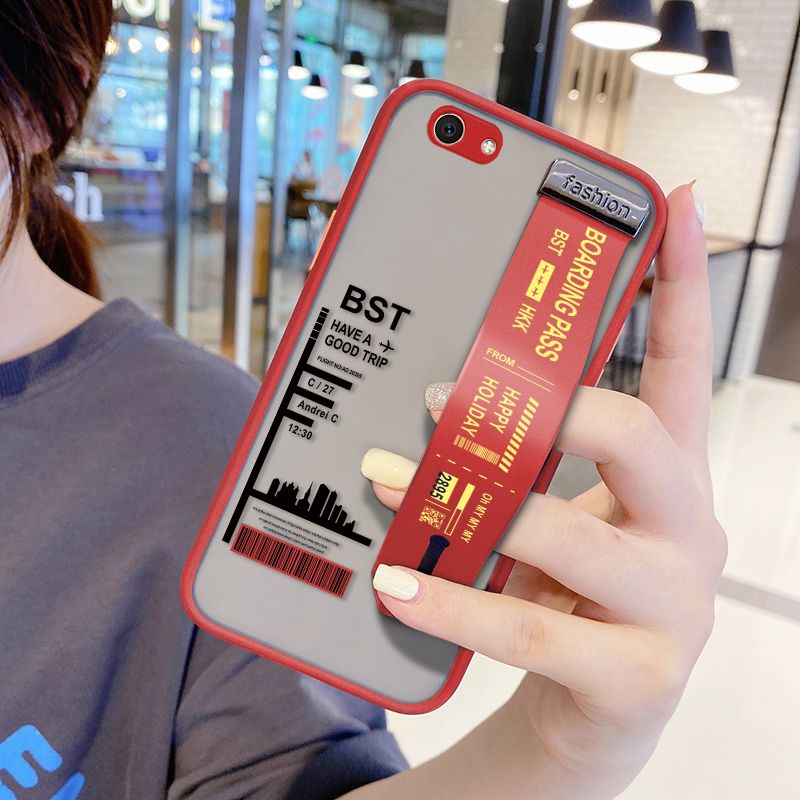 UCUC for Vivo Y71 Wrist Strap Case Creative Printing City Landscape Wristband Printing Cover Shockproof Frosted Phone Case