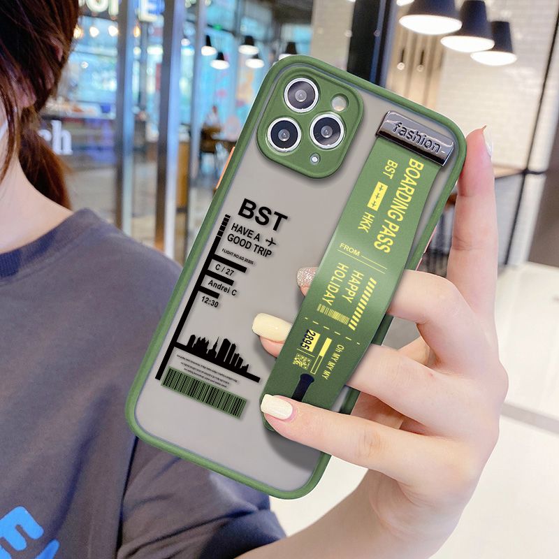 UCUC for iPhone 11 Pro Max Wrist Strap Case Creative Printing City Landscape Wristband Printing Cover Shockproof Frosted Phone Case