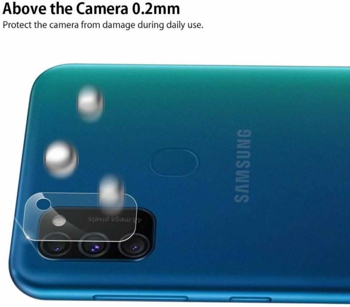 For Samsung Galaxy M21 Back Camera Lens Tempered Glass - (No Poly)
