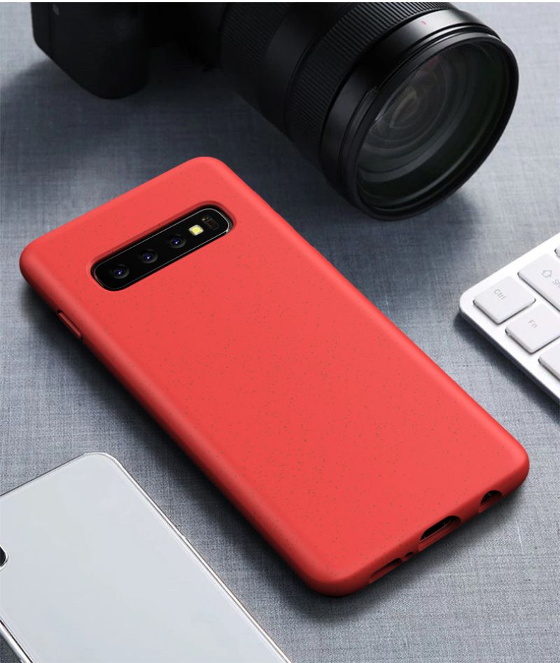 Durable Anti-fall Natural Materials Wheat Straw Soft Liquid Silicone Phone Case For SamsungS10 s10+S10e
