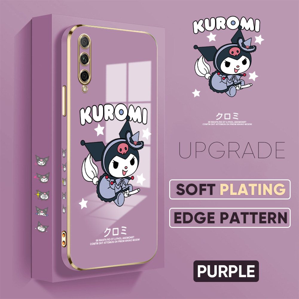 Jizetin (Free Lanyard) Huawei Y9S / Honor 9X Pro Luxury 6D Plating Soft Casing Silicone Square Frame Phone Case Shiny Bling Back Cover Cute Cartoon Anime Characters New design Side Drawing Case