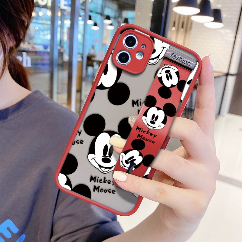 UCUC for iPhone 11 Wrist Strap Case Cute Mouse Avatar Wristband Printing Cover Shockproof Ultra Thin Phone Case