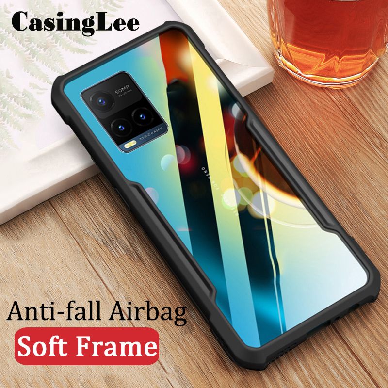 Casinglee for VIVO Y21 case Transparent clear Airbag protector Soft Frame Hard Armor Cover VIVO Y21 Phone case cover For girls and Boys