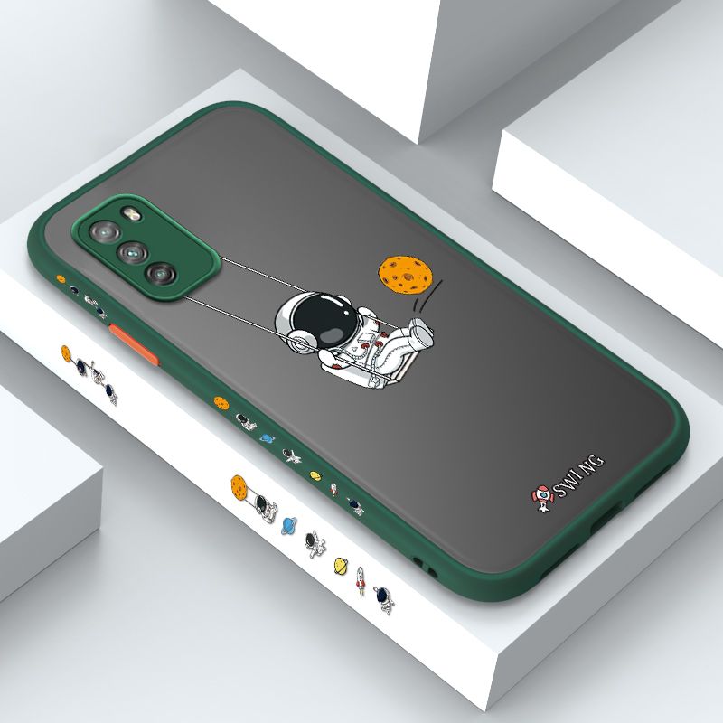 ZeroQiQi for Xiaomi POCO M3 Case Astronaut Swinging Side Printing Cover Frosted Ultra Thin Protective Anti Fall Phone Case