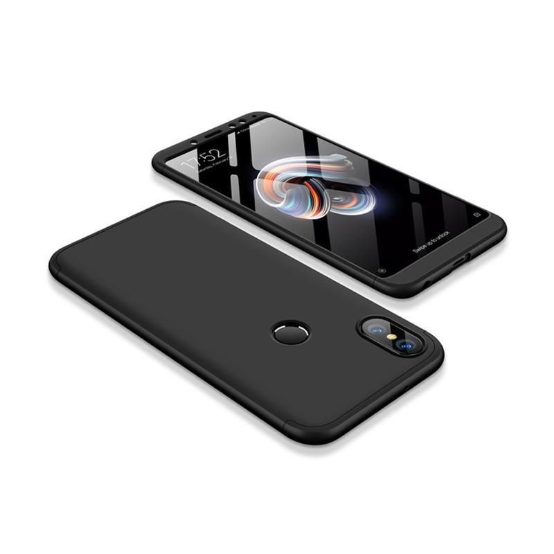 For For Xiaomi For Redmi S2  GKK 360 Degree Double Dip 3 in 1 Hard Shockproof Back Case Cover -Black