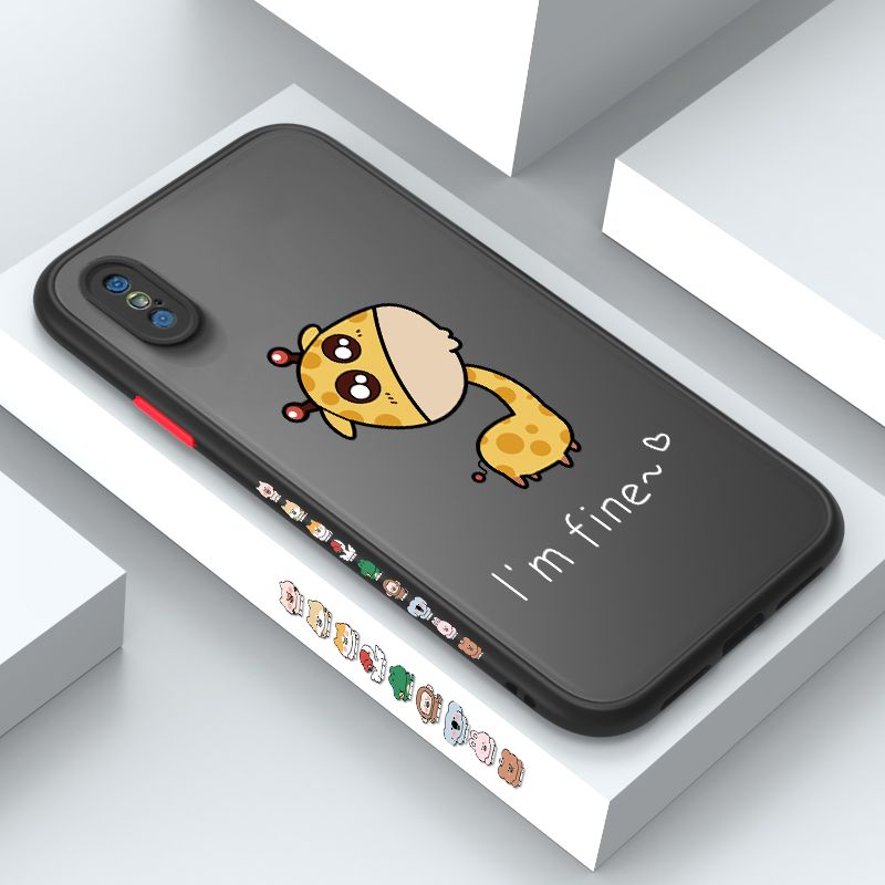 ZeroQiQi for iPhone XS Case Cute Funny Giraffe Side Printing Cover Frosted Ultra Thin Protective Anti Fall Phone Case