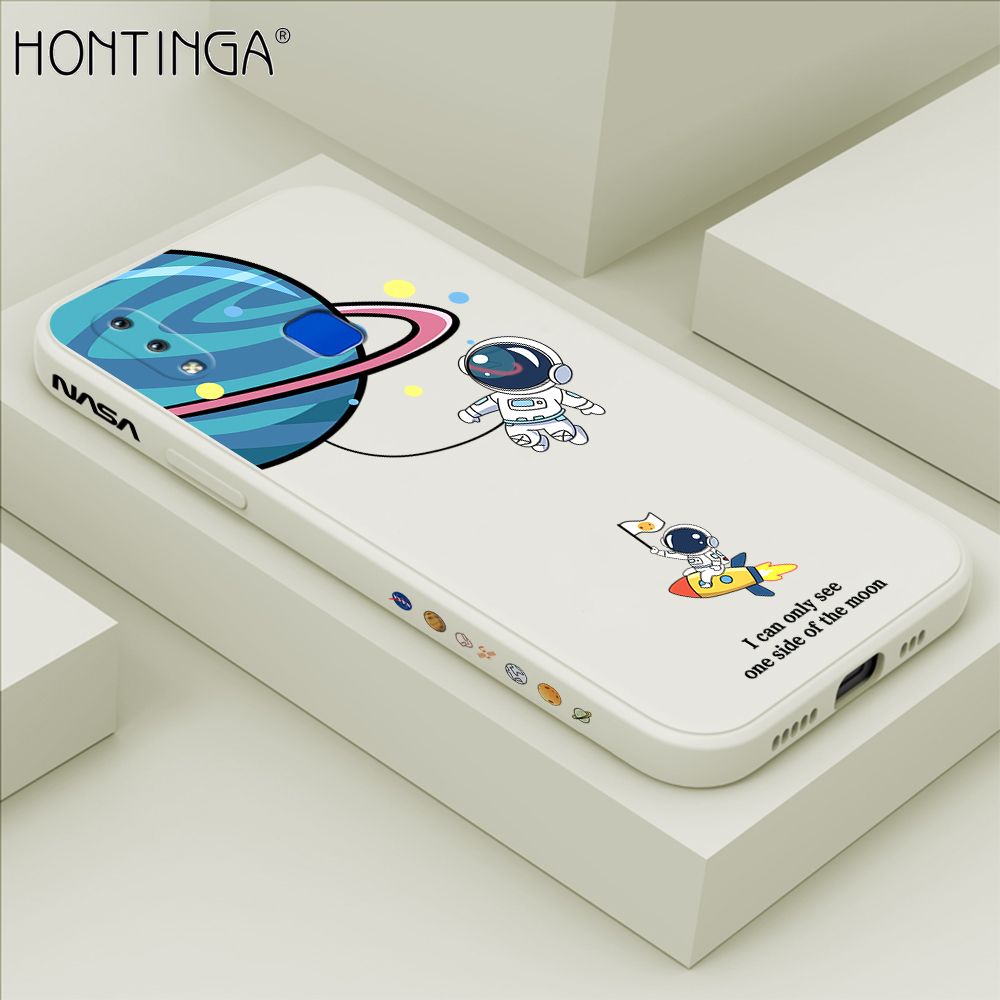 Hontinga for Vivo Y91 Y95 Case Cartoon Astronaut Side Design Back Cover Soft Square Edge Liquid Silicone Phone Cases