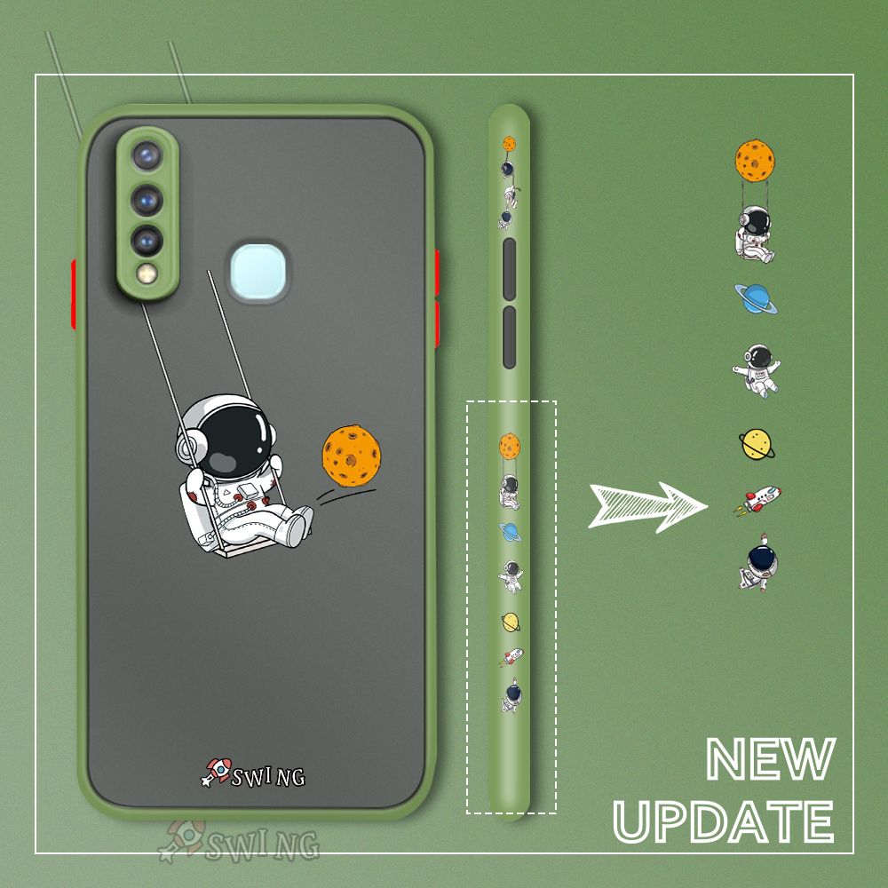 UCUC for Vivo Y19 Back Cover Swing Astronaut Side Printed Design Phone Case Ultra Thin Frosted Cover Shockproof Phone Cover
