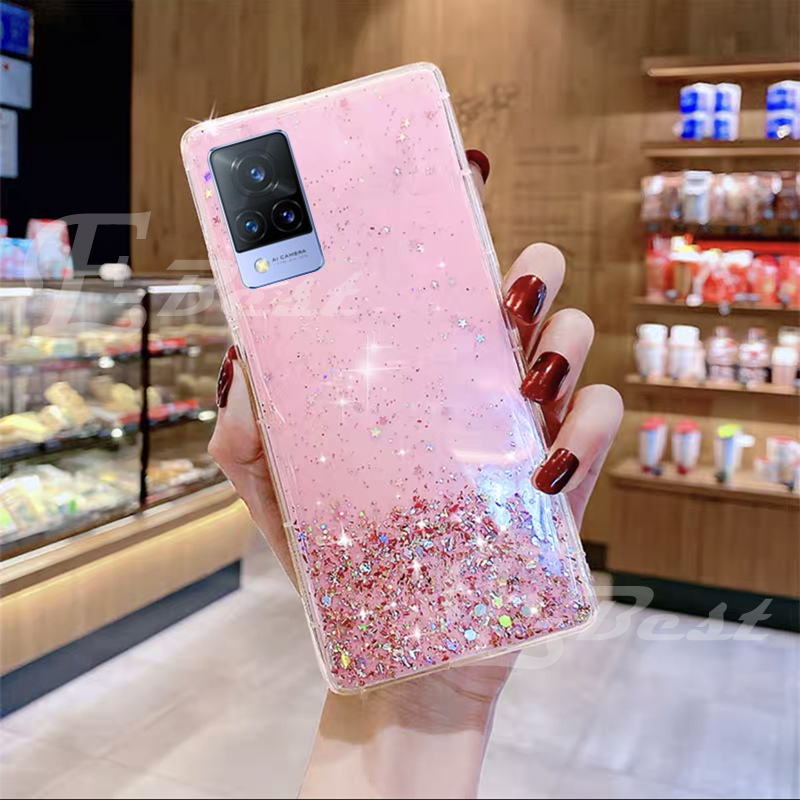 Ready To Ship Phone Case VIVO V21e Bling Glitter Star Space Soft TPU Casing hp VIVO V21 5G