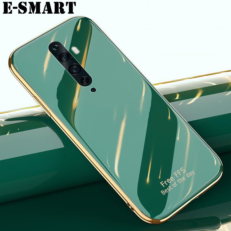 Phone Case OPPO Reno 2F Back Cover Silicone Soft Cases Electroplated Avocado Green Glitter Full Protector Phone Cases OPPO Reno2 F Case