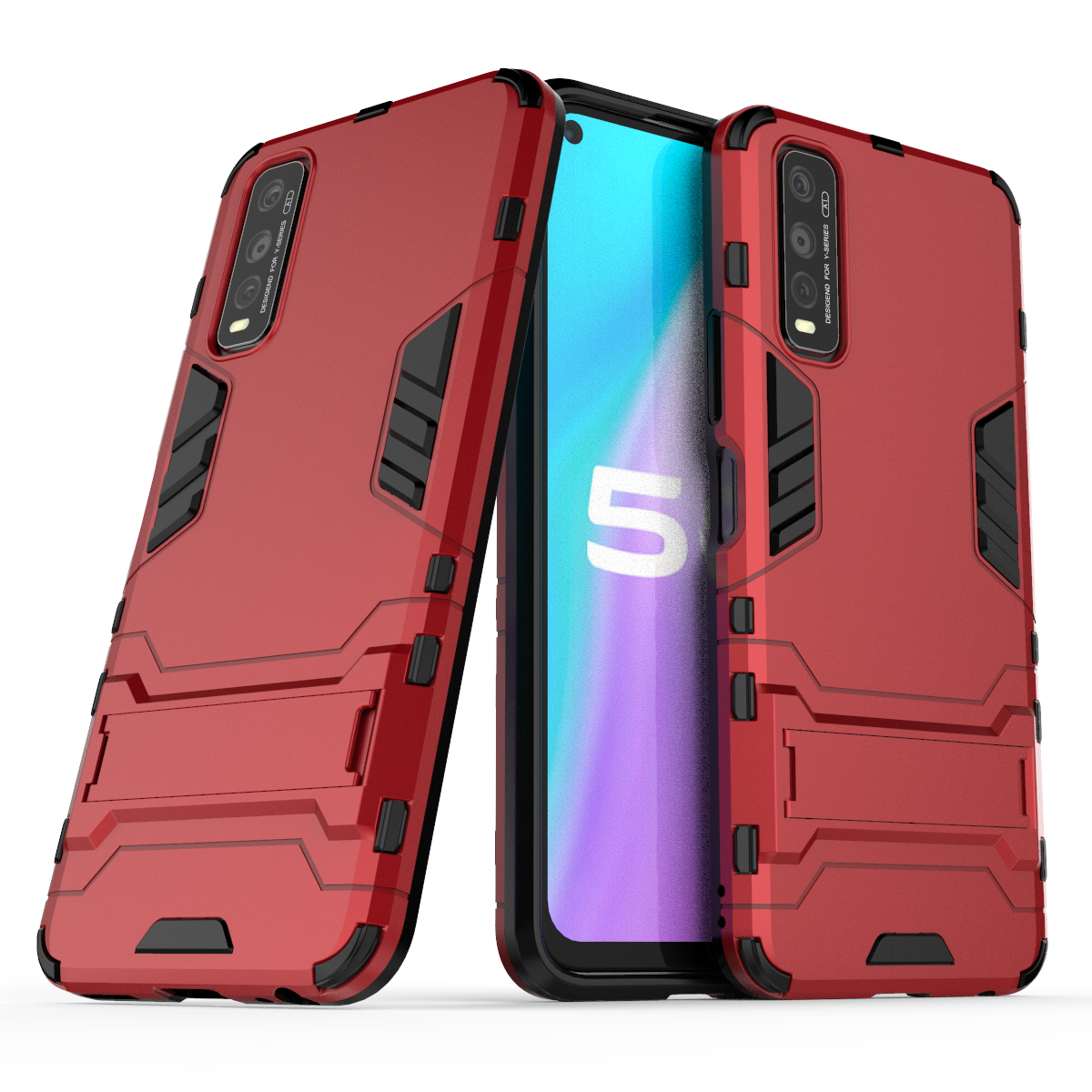 For VIVO Y70s Case Shockproof Bumper Hybrid Stand Silicone Armor Phone Case