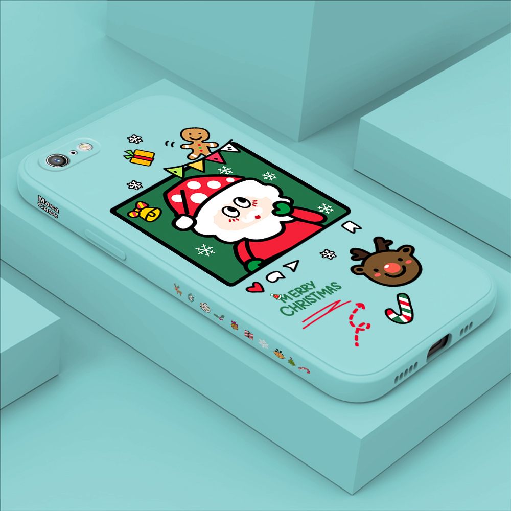 ZeroQiQi for iPhone 6s Plus Case Santa Claus Christmas Gifts Side Printing Cases Soft Liquid Silicone Phone Cover