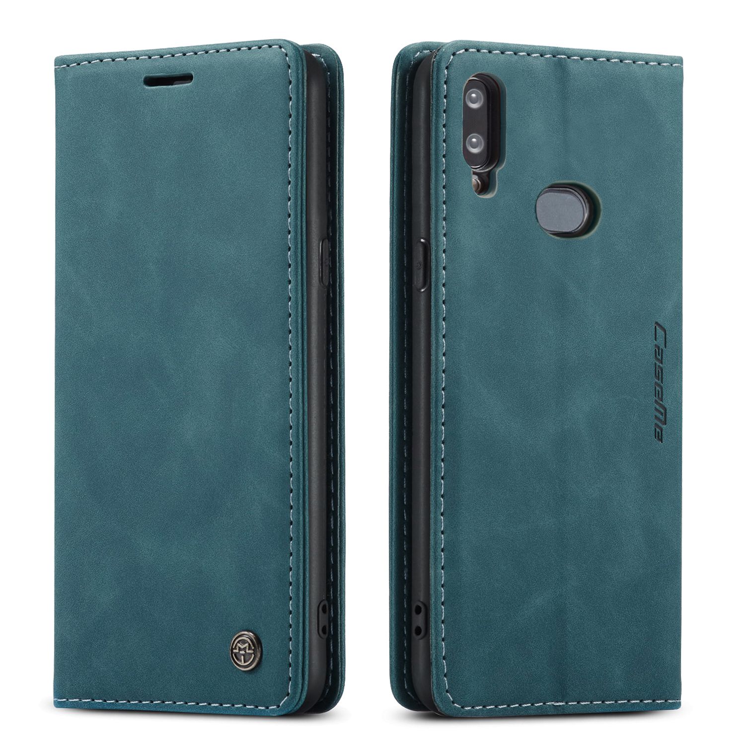 For Samsung Galaxy A10S Retro PU Leather TPU Inner Wallet Case Card Slots Magnetic Closure Flip Stand Casing Cover