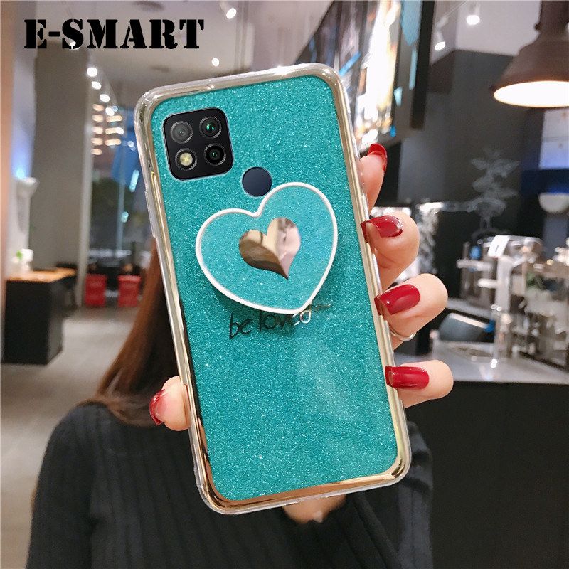 Phone case Redmi 9 Dual Camera Back Cover Fashion Couple Cases Bling Gold Glitter Loved Bracket Holder Stand Ring Soft Protector Cover Redmi9 Dual Camera case