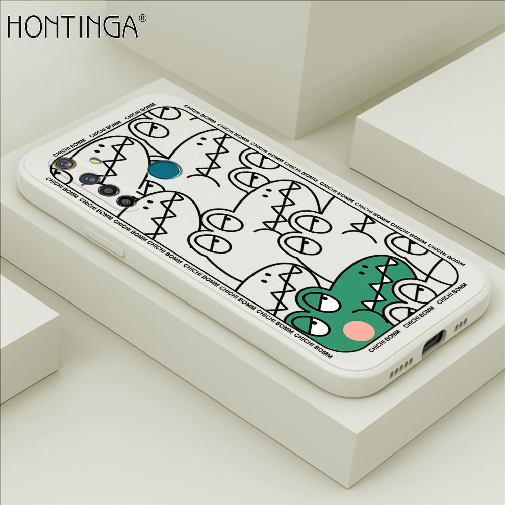 Hontinga for Realme 5 Pro Case Cartoon Crocodile Alligator Phone Case Phone Case Soft Square Edge Silicone Cases Full Lens Cover Shockproof Protection Cover