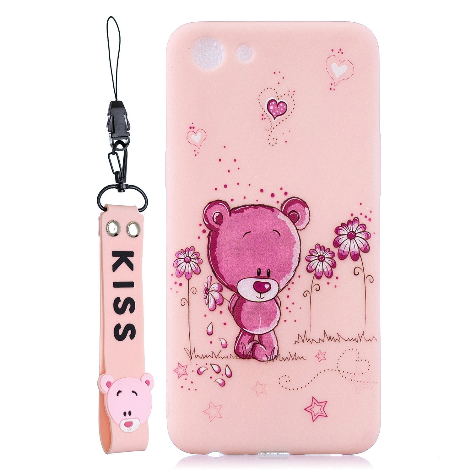 Yfashion For OPPO 3 Cartoon Lovely Coloured Painted Soft PU Back Cover Non-slip Shockproof Full Protective Case with Lanyard
