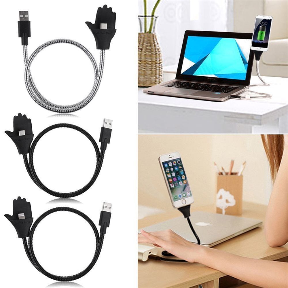 Lazy Bracket Stand UP USB Charging Cable Flexible Palm Shape Phone Holder Phone Charger Bracket For iPhone Android Smartphone