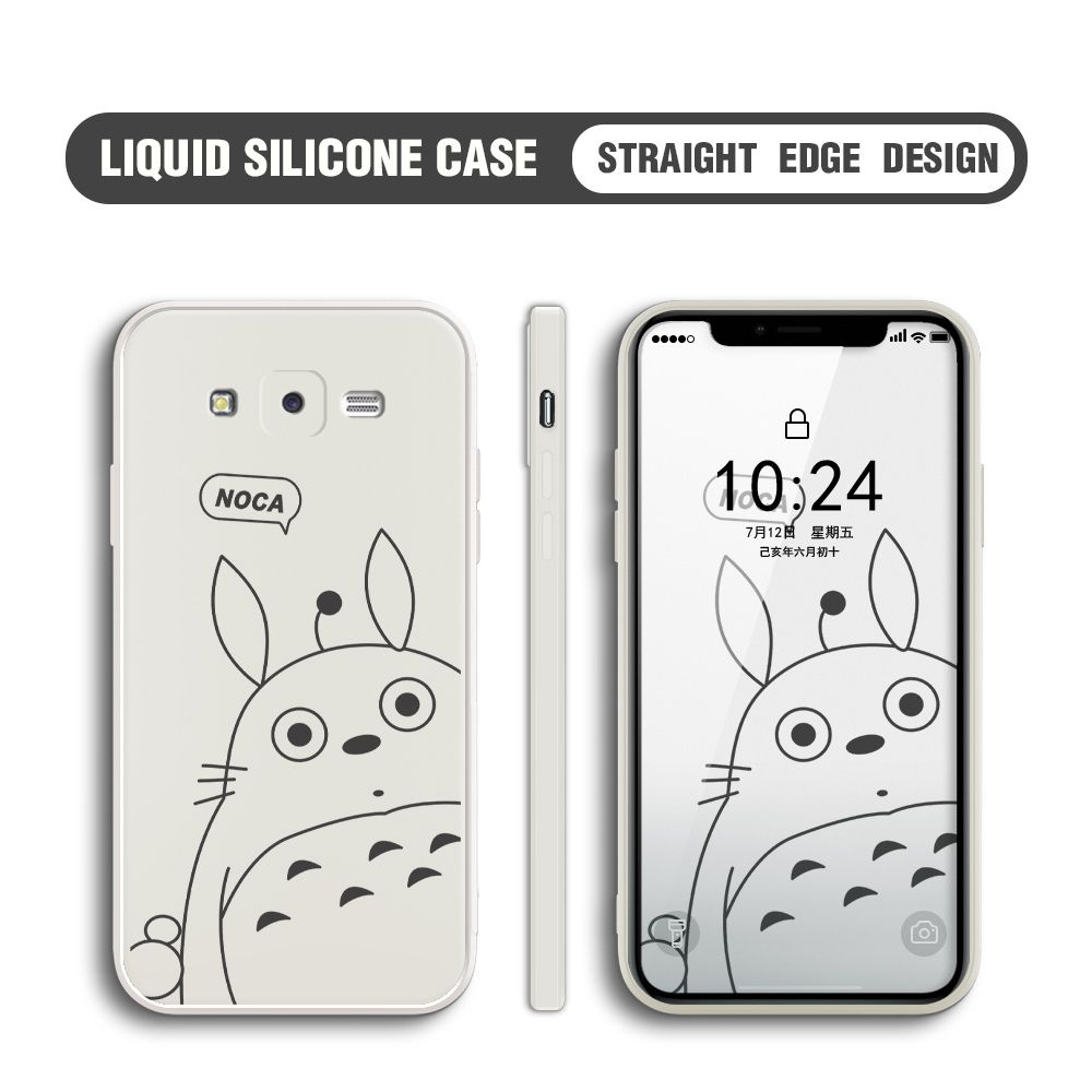 BILI for Samsung Galaxy J7 2015 / J7 Core Back Cover Lovely Totoro Multicolor Liquid Silicone Phone Case Soft Square Lens Protection Phone Cases