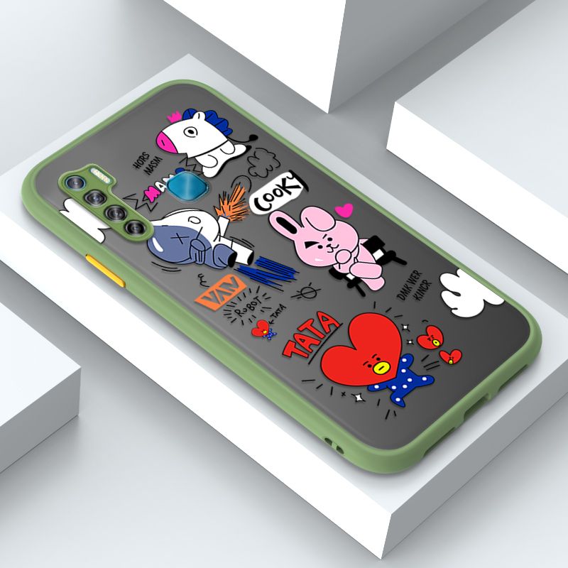 Jizetin for Infinix S5 Lite Cover BTS Animation Image Soft Edge Frosted Transparent Phone Case