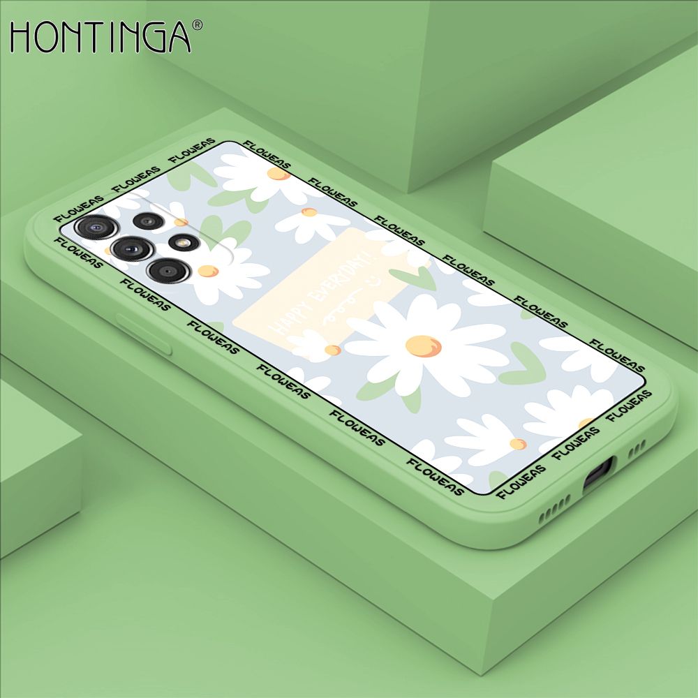 Hontinga for Samsung Galaxy A52 4G / 5G / A52S 5G Case Beautiful Daisy Flower Phone Case Phone Case Soft Square Edge Silicone Cases Full Lens Cover Shockproof Protection Cover