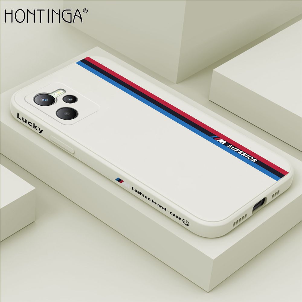 Hontinga for Realme C35 / Narzo 50A Prime Back Cover Fashion Racing Side Design Case Square Edge Liquid Silicone Phone Case