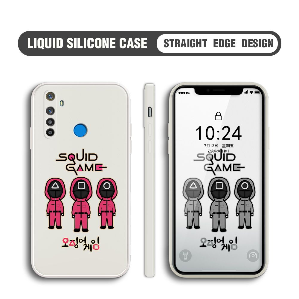 UCUC for Realme 5S Case Trend Cartoon Korean Squid Phone Cover Liquid Silicone Case Phone Protective Case
