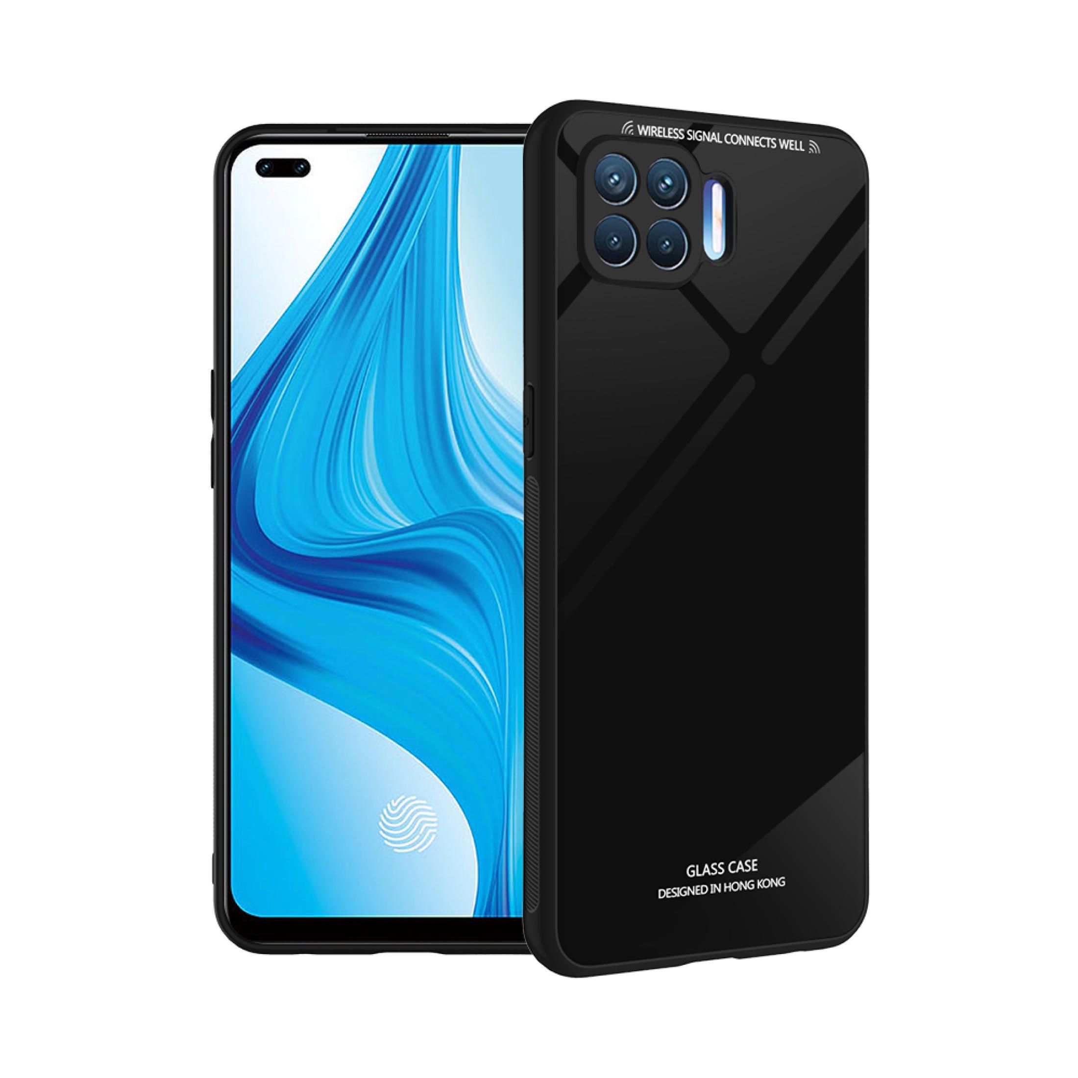 2020 Fashionable hot-selling solid-color glass case with soft TPU bumper shock-absorbing back cover For Oppo F17pro