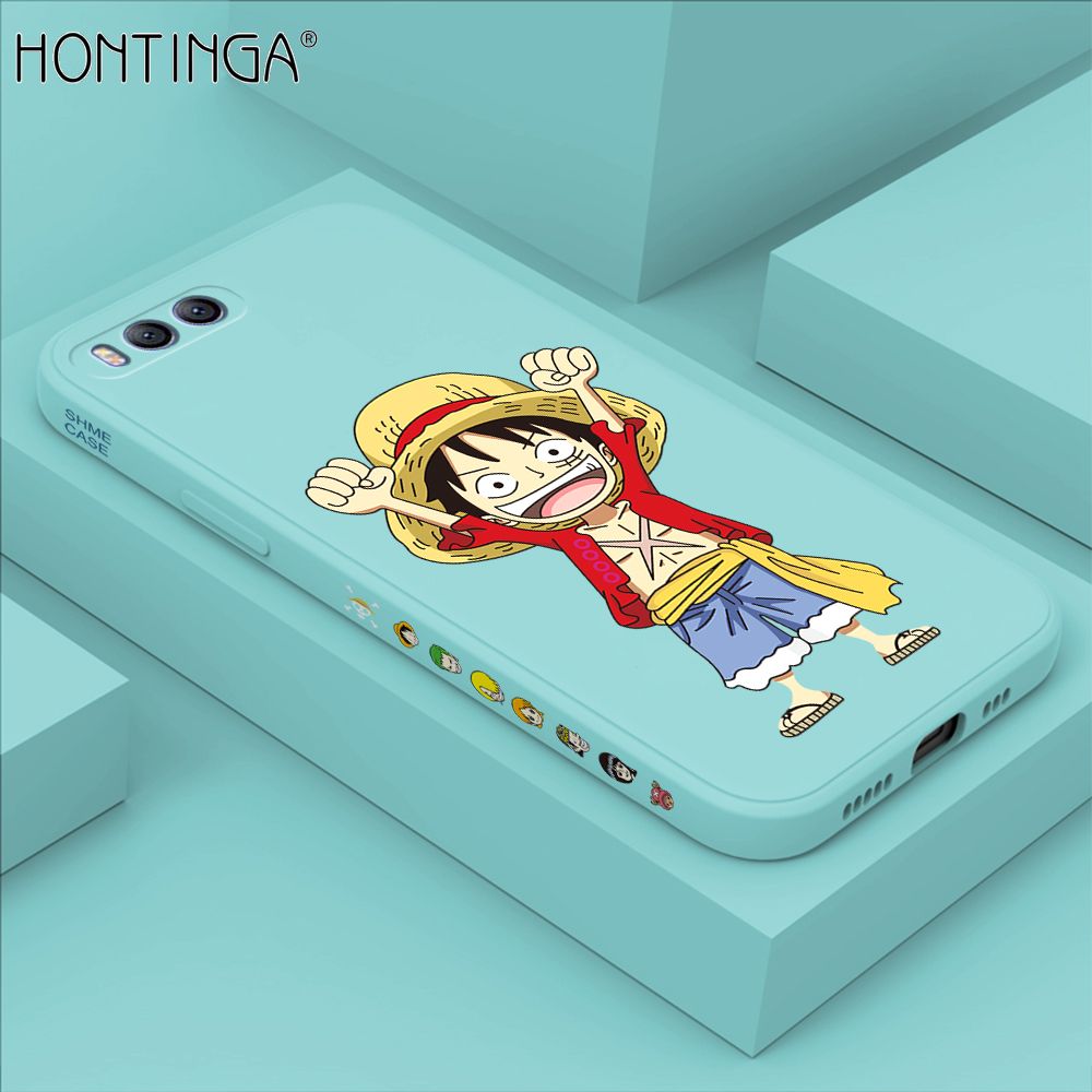 Hontinga for Xiaomi MI 6 Case Side Design Anime Cartoon Luffy Back Cover Soft Square Edge Pattern Liquid Silicone Trend Phone Cases
