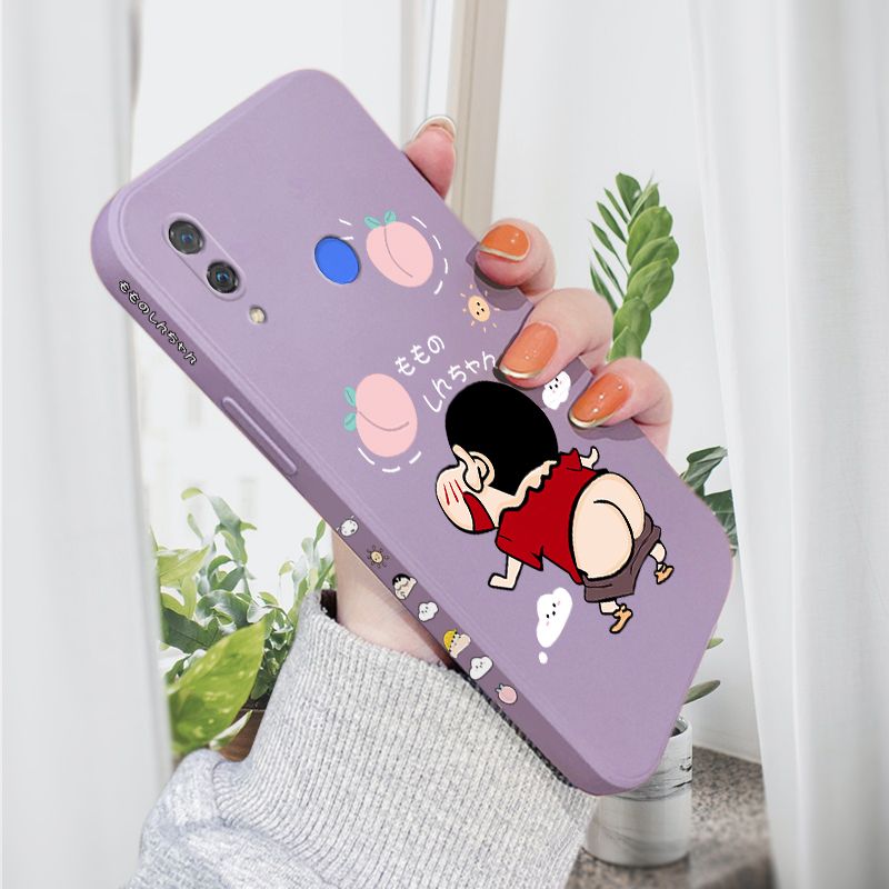 AMORVOR for Huawei Nova 3 Back Cover Cute Cartoon Crayon Shin-Chan Side design Soft Case Liquid Silicone Phone Cases