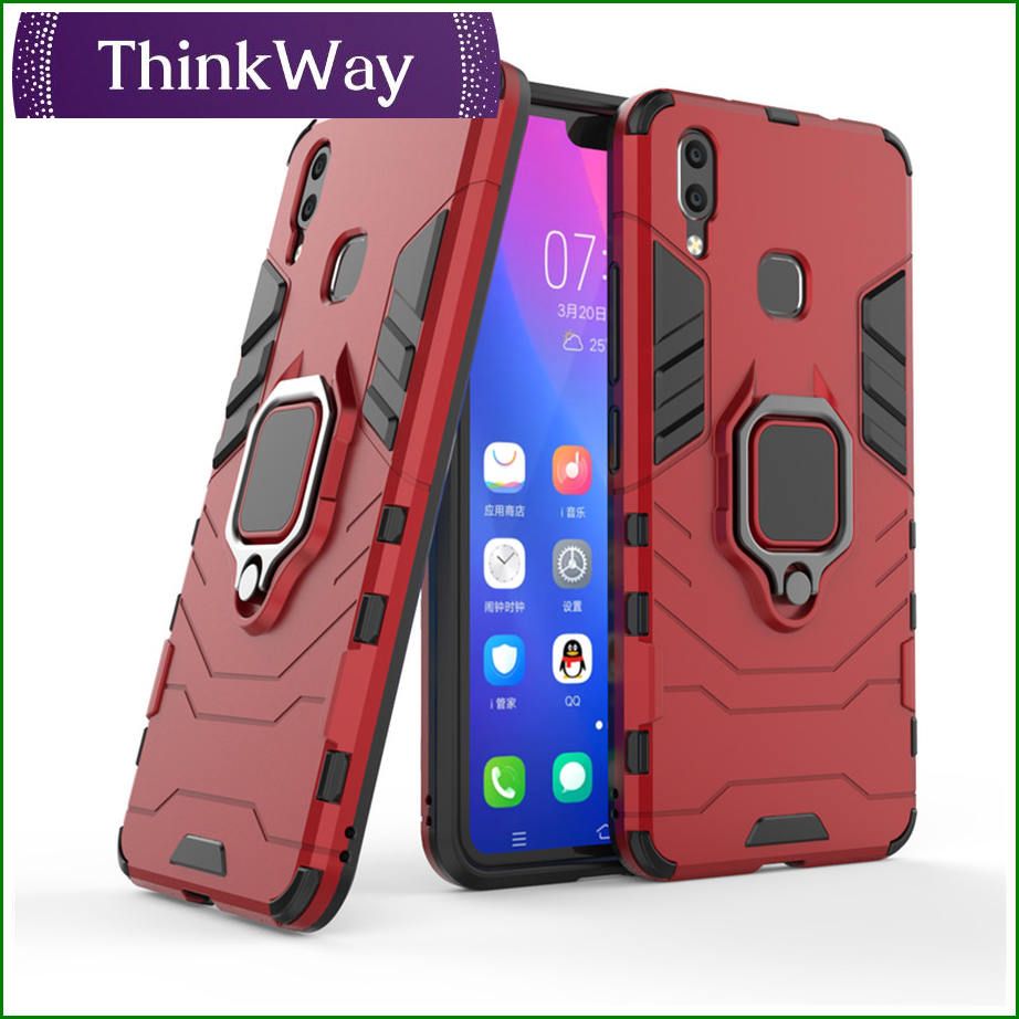 Phone Case Silicone TPU and Hard PC Luxury Shockproof Metal Ring Stand Phone Case For VIVO Y67/V5 & VIVO V9/Y85/Z3X/Z1i