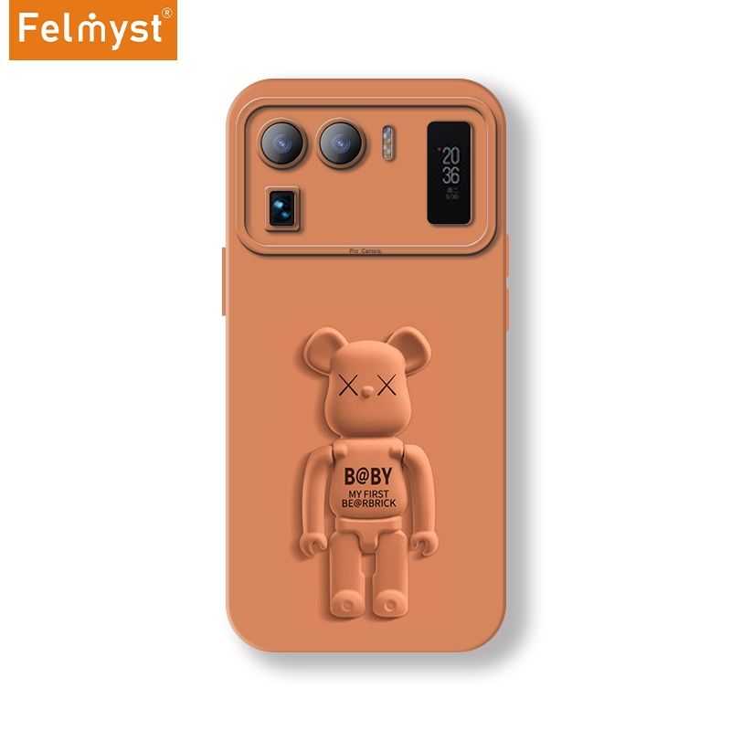 Bearbrick For Xiaomi Mi 11 Ultra Back Mobile Phone Holder Case XX Be@rbrick Simple Luxury Mens Girls Liquid Silicone Protect Lens Shockproof Full Soft Cover