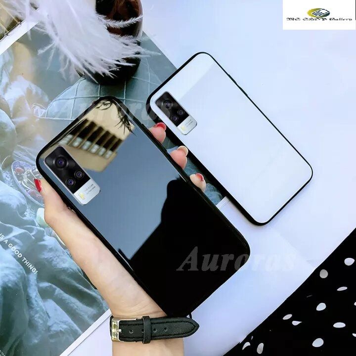 Vivo Y51 (2020 December) Hard Case Tempered Glass TPU Mirror Hybrid Shockproof Full Body Protective Cover