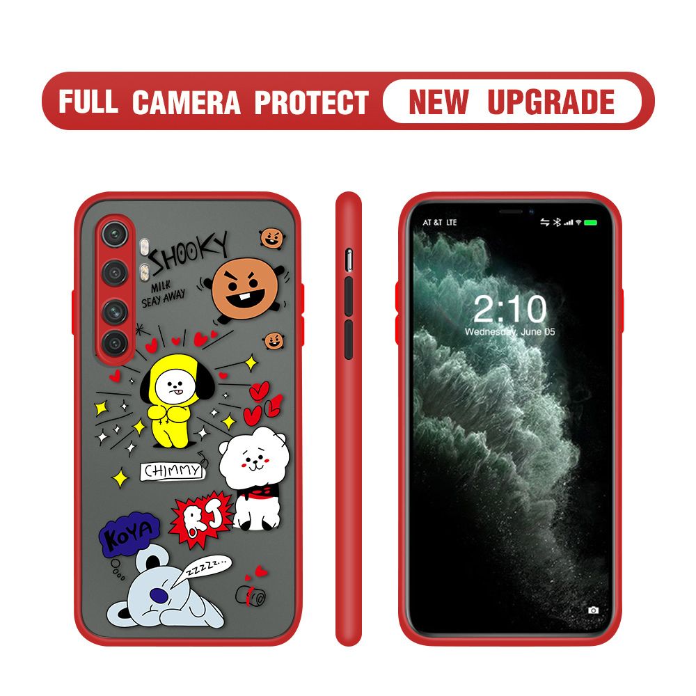 Hontinga for Xiaomi Note 10 Lite Case Cute Cartoon Animals Camera Shockproof Protection Casing Edge Frosted Transparent Phone Cover