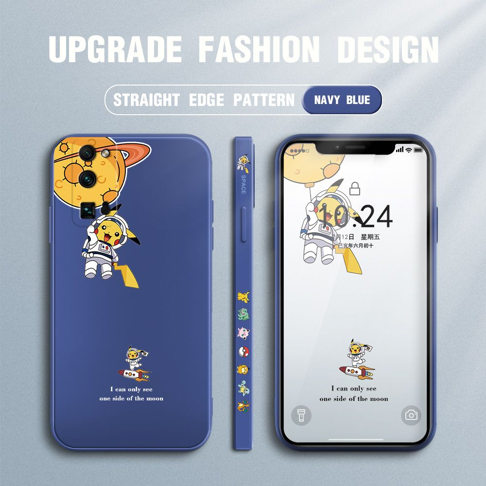 Jizetin for Honor 30 Pro Case Side Design Phone Cover Cute Astronaut Pikachu Cover Square Edge Pattern Liquid Silicone Trend Case