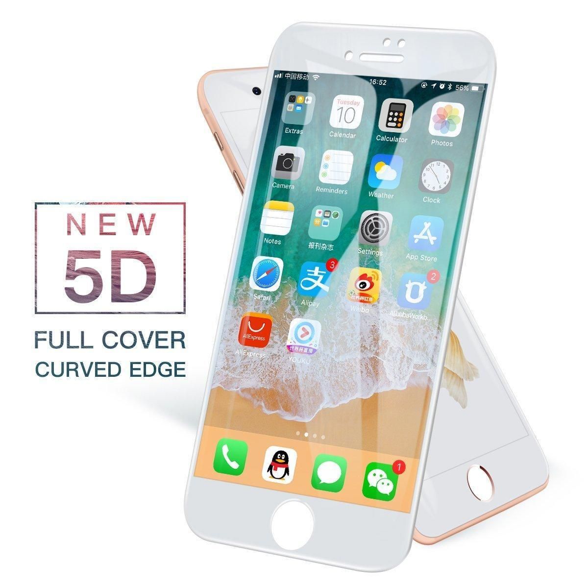 (100 % Original - Guaranteed) Apple iphone 6 Plus/ 6S Plus - 5D/6D Original Tempered Glass HD Screen Protector - White