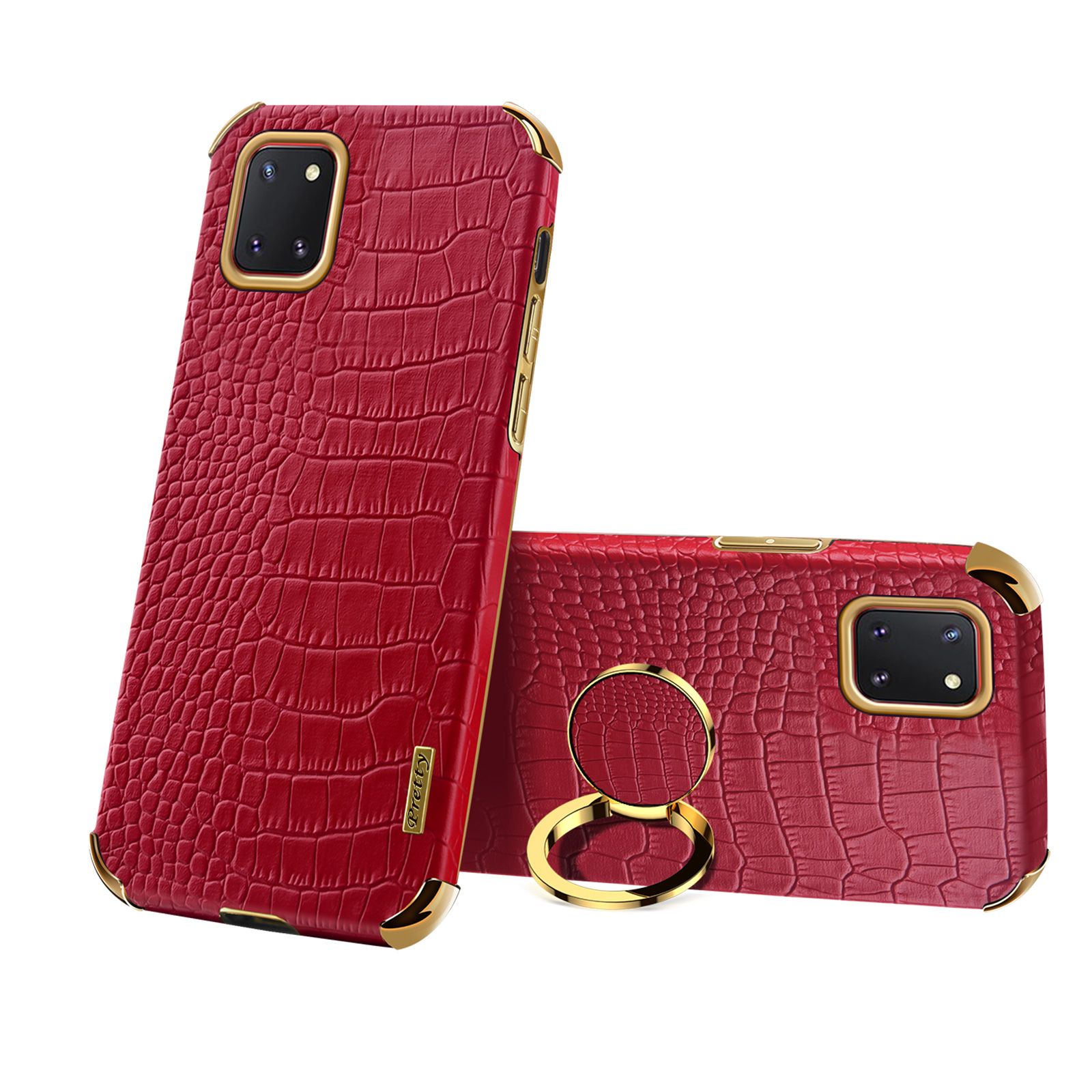 Luxury Plated Crocodile Pattern Leather Holder Phone Case For Samsung Galaxy Note10 Lite / m60s / a81 Magentic Car Ring Stand Cover
